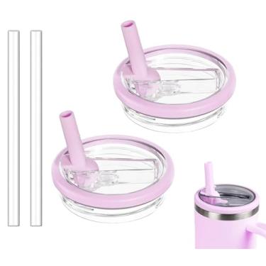 Imagem de Pacote com 2 tampas de canudo de 850 g compatíveis com Stanley Quencher, substituição de tampa à prova de vazamento para Stanley H2.0 FlowState Tumbler Stanley H2.0 FlowState, reutilizável à prova de