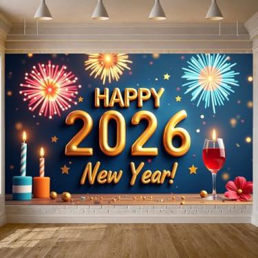 Imagem de Banner de celebração de ano novo, férias, decorações de ano novo, velas decorativas, faixa de celebração de 2026 para foto de festa