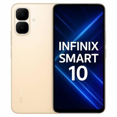 Imagem de Smartphone Celular Infinix Smart 10, 64GB, 3GB RAM, Android 15, Tela 6,67 HD+ 90Hz, Câmera Dupla 50MP, Bateria 5000mAh, Dual SIM, Dourado
