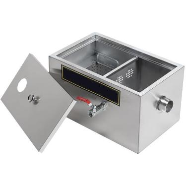 Imagem de Filtro De Gordura, Coletor De Gordura Comercial De Aço Inoxidável Para Águas Residuais Sob A Pia, Coletor De Gordura Comercial Com Entrada Superior Para Cozinhas De Restaurantes, 45 x 25 x 23cm
