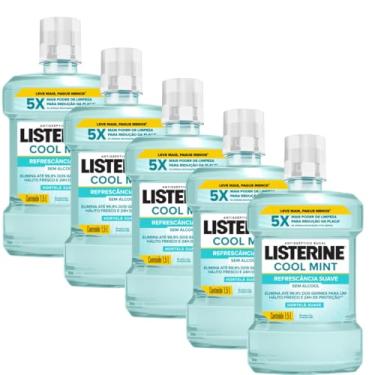 Imagem de Kit Com 5 Enxaguante Bucal Liste Rine Cool Mint 1,5L | Super Pack Econômico