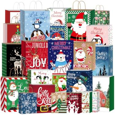 Imagem de Nimbbex 24 sacos de papel de presente de Natal a granel com alças (verde)