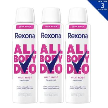Imagem de Kit Com 3 Desodorantes Corporais Rexona Feminino 150ml, Wild Rose
