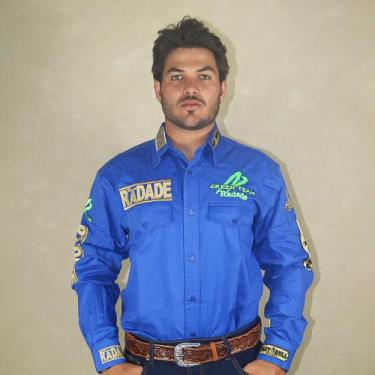 Imagem de camisa country radade manga longa rodeio cowboy masculina, Azul, GG