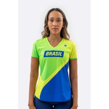 Imagem de Camiseta Dry Fit Feminina HUPI Brasa 3, G, Amarelo, Verde, Azul