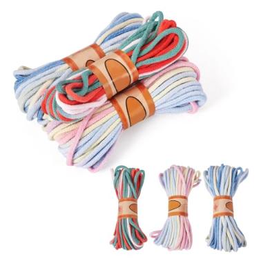 Imagem de Sparkeads Cordão de macramê colorido de 3 a 3,5 mm de comprimento de 3 a 3,5 mm, corda de macramê macio, tingido com segmento, fio decorativo para costura, artesanato para artesanato faça você mesmo