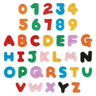 Imagem de Beadthoven 36 peças adesivos de remendo de letras A-Z número 0-9 apliques bordados coloridos autoadesivos bordados para roupas faça você mesmo, chapéus, bolsas, jeans, meias, saias