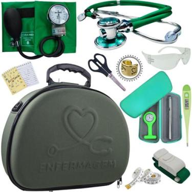 Imagem de Kit Enfermagem Maleta Completa Estagio Super Luxo - Love Saude, VERDE 