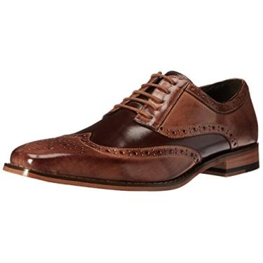Imagem de Stacy Adams Sapato Oxford masculino Tinsley Wingtip com cadarço, Bronze/Marrom, 9