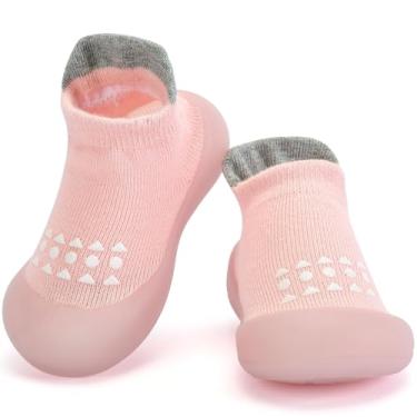 Imagem de Pantufas respiráveis antiderrapantes com sola de borracha macia para bebês meninos e meninas, rosa, 12-18 Months Toddler