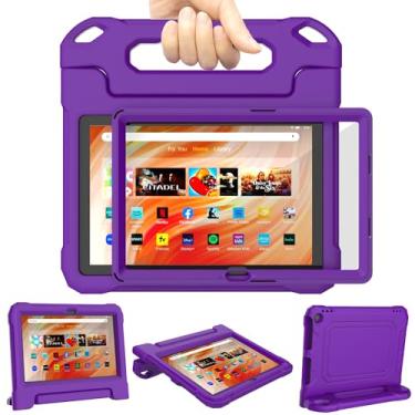 Imagem de DJ&RPPQ Capa infantil para iPad de 10 polegadas para crianças, capa à prova de choque à prova de crianças com suporte protetor de tela, roxa
