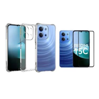 Imagem de Capa Capinha Case Premium Anti Impacto + Pelicula vidro 3D Redmi 15C -