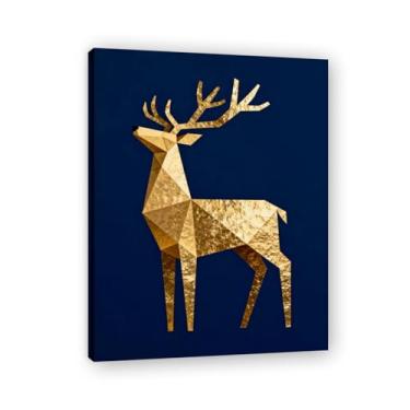 Imagem de Moldura interna. Pintura de Natal glamorosa minimalista, arte geométrica dourada, decoração de Natal moderna emoldurada para parede da sala de estar. A10. 30x40cm-11,8x15,7 pol