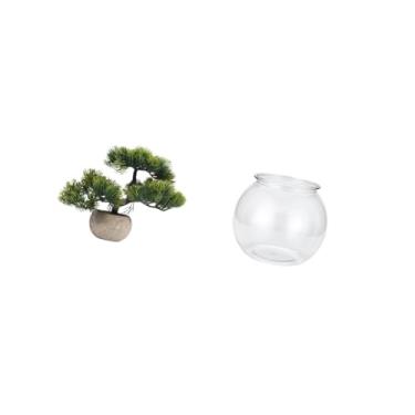 Imagem de Fenteer Coleção de Folhagens Artificiais de Bonsai, Planta Artificial em Vaso para Centros de Mesa, Aquário Pequeno Transparente, Ornamento Doméstico Transpar