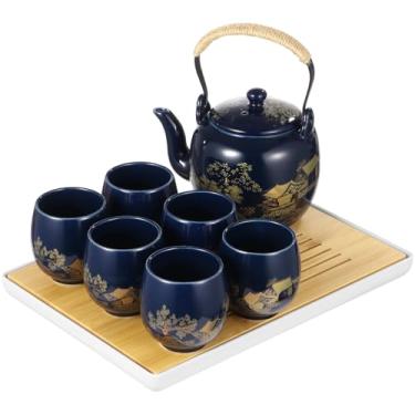 Imagem de Conjunto de chá japonês de 8 peças, elegante kit vitrificado com bule de chá, coador, xícaras e bandeja para entusiastas de chá e colecionadores