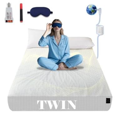 Imagem de NAGS Lençóis de aterramento, lençol de cama de algodão macio com prata pura para melhorar o sono, alívio da dor (branco, solteiro, 99 x 190 x 34 cm)