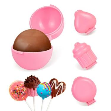 Imagem de Conjunto de moldes de bolo pop - 4 peças formas de bolo: coração, círculo, esfera e molde de cupcake, kit de fazer pop de bolo faça você mesmo, presentes de panificação