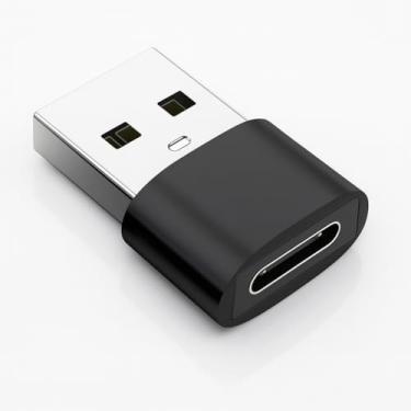 Imagem de Adaptador USB para USB-C, Conversor USB-A Macho para Tipo C Fêmea, Compacto (preto)