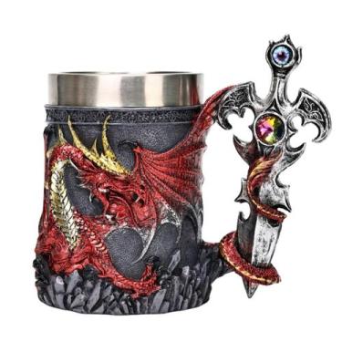 Imagem de Caneca de cerâmica 3D Dragon com alça de espada 350 ml Fantasy Coffe -