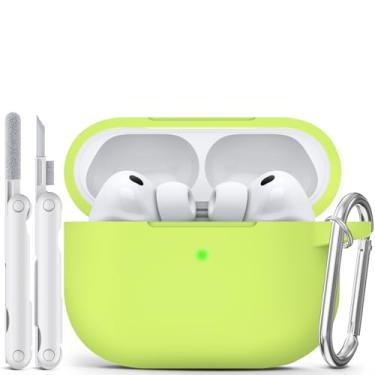 Imagem de MCTOPZO Capa para AirPods Pro 3 2025 vem com kit de limpeza, capa protetora de silicone macio para Apple AirPods Pro 3ª geração com chaveiro, capa para AirPod Pro 3 para mulheres e homens, verde