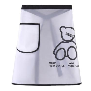 Imagem de Urso de desenho animado impermeável com meio avental para mulheres na cintura de cozinha