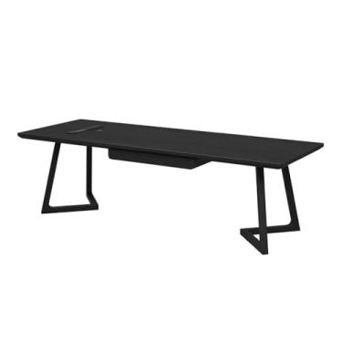 Imagem de Mesa de trabalho Mesa de escritório em casa estilo moderno e simples, mesa trabalho madeira freixo com 31,5" largura tomadas carregamento, preta(M)