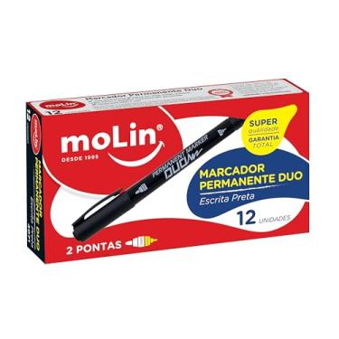 Imagem de Molin Caneta Permanente - Duas Pontas - Tinta Preta - Caixa com 12 Unidades
