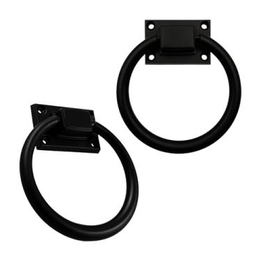 Imagem de Sgphrzlt Puxadores de gaveta de anel preto, puxador de porta antigo de 9,7 cm, puxadores de armário de cozinha vintage, montagem de parafusos de liga de zinco para portão, móveis, armário de garagem