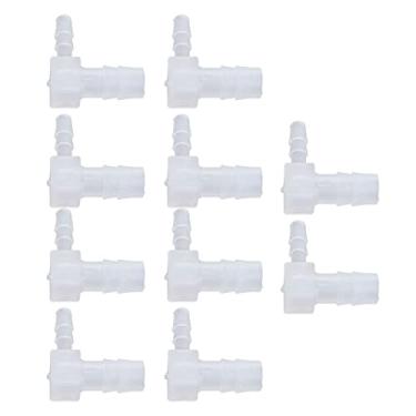 Imagem de Cryfokt 10pcs Conectores de Mangueira de Plástico Redutores de Farpa Tipo L Conector de Tubo de ângulo de 90 Graus Conexões Fáceis de Conectar para Tubo de Bomba e de Silicone (Cotovelo 8 * 4MM)