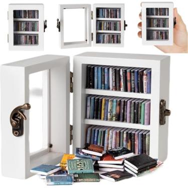 Imagem de Hcyhcx Estante de ansiedade – sacuda a ansiedade de suas caixas decorativas, biblioteca em miniatura equipada com 60 mini caixas de armazenamento de livros - decoração de presente em estilo antigo