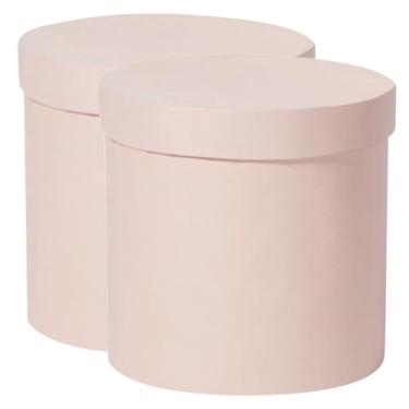 Imagem de 2pcs Round Florist Boxes Pink Flower Gift Buckets for DIY Arrangements Wedding Birthday Valentine's Day Mother's Day Presents Suitable for Flowers Chocolates Cards