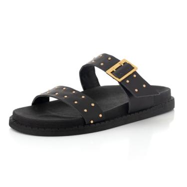 Imagem de Sandalia Papete Feminina Casual Flat Enfeite Brilho Metalico Plataforma Flatform (PRETO, BR, Adulto, Numérico, 37)