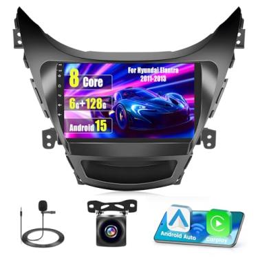 Imagem de Inefala [8Core 6G + 128G] Rádio de carro Android 15 para Hyundai Elantra 2011-2013 com Carplay sem fio Android Auto, tela sensível ao toque HD de 9 polegadas, estéreo automotivo com WiFi, GPS