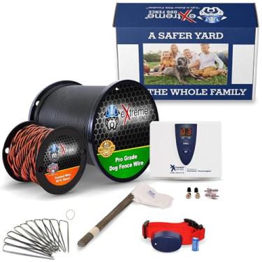 Imagem de Cerca elétrica subterrânea para cães 1 cachorro, 152 m de arame - Kit de cerca de grau profissional para fácil configuração e longevidade superior | Sistema de contenção de animais de estimação com