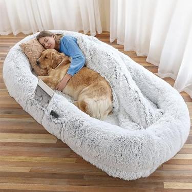 Imagem de LULUMAIC Cama quente e confortável para cães de tamanho humano, cama de cachorro tamanho humano para adultos, cama gigante para cães e animais de estimação,