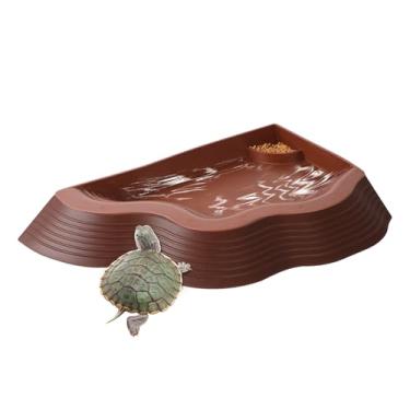 Imagem de Prato de alimentação de répteis - Prato de alimentação de tartaruga antiderrapante com rampa, bacias de banho de répteis, decoração de aquário para lagartixa dragão barbudo de cobra