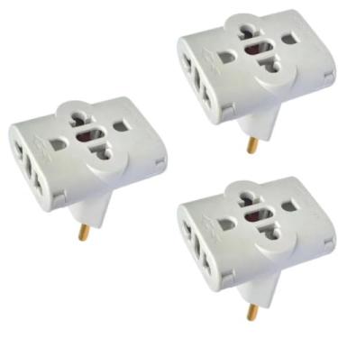 Imagem de kit com 3 Adaptador de Tomada Padrão T 10/20A 3 em 1