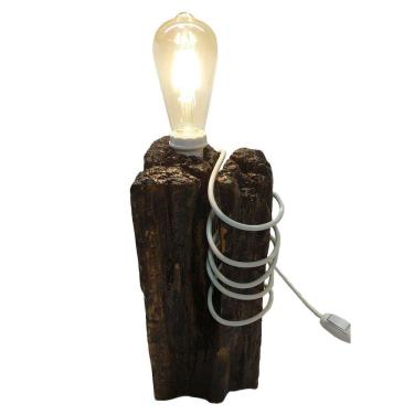 Imagem de Luminária Rústica Mesa Madeira Demolição E27 Bivolt 32x15cm