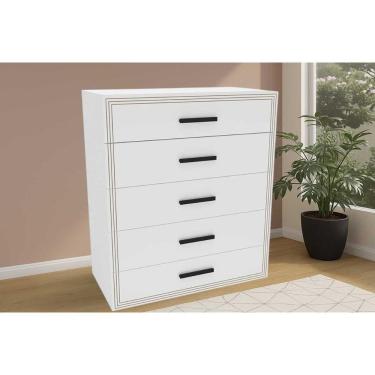 Imagem de Cômoda Casal Valência C- 5 Gavetas Branco - Politorno