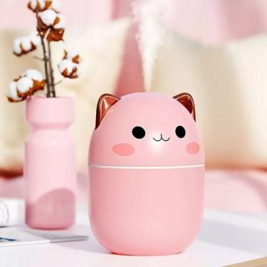 Imagem de Umidificador e Difusor de Aromas Gatinho Rosa USB (250ml) - Luminária 