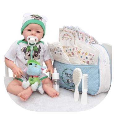 Imagem de Boneco Reborn Bebê Realista Recém Nascido Bolsa Acessórios - Cegonha R