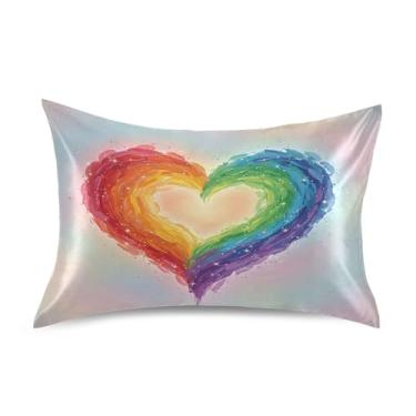 Imagem de SEHANY Capas de almofada de seda para cabelo e pele para o Dia dos Namorados, capas de almofada de cetim respiráveis macias e refrescantes com fecho de envelope, tamanho king (50,8 x 101,6 cm)