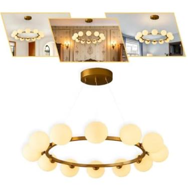 Imagem de Lustre Pendente Gold Led 12 Bolas Globo Jabuticaba 3 Em 1
