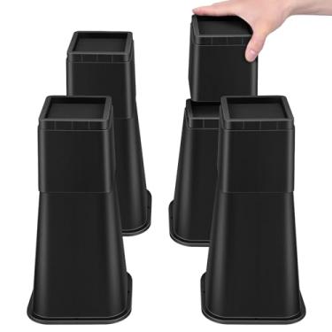 Imagem de Elevadores de cama ajustáveis para móveis - Suportes de elevação antiderrapantes resistentes de 4 ou 20 cm ou 30 cm para camas/sofás/sofás, design quadrado durável com espaço de armazenamento (pacote