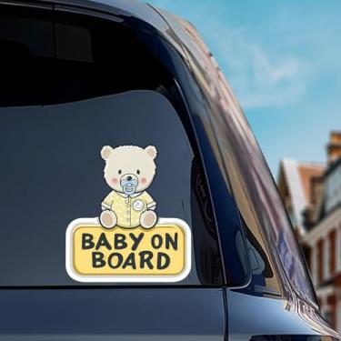 Imagem de Leniutor 1 adesivo refletivo de bebê a bordo para carros, placas de segurança fofas refletivas de alta intensidade, vinil à prova d'água, decalque de segurança para dirigir à noite para para-choques