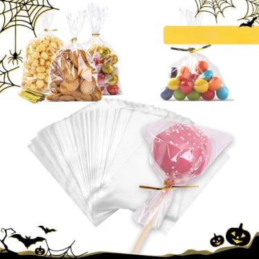 Imagem de 100 sacos de embalagem transparentes – Halloween, Natal, casamentos, aniversários, festivais de cerveja e festas de formatura, sacos de presente para lanches e sobremesas, pastelaria, doces
