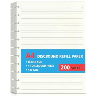 Imagem de Refil de papel de carta tamanho 11 discos de 120 g/m², papel de linha de disco, refil de papel de disco, folhas soltas, inserções de planejador de disco, 200 folhas/400 páginas, 21,6 x 28 cm