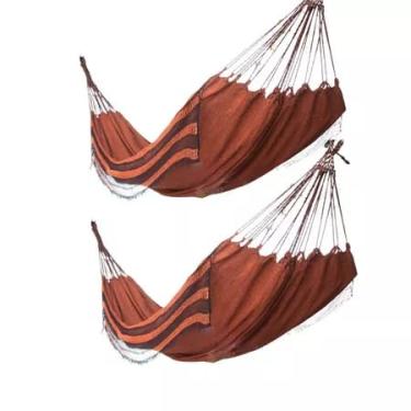 Imagem de Kit Com 2 Rede Descanso Dormir Casal Resistente Grande Algodão Artesanal Premium(2 LARANJA)