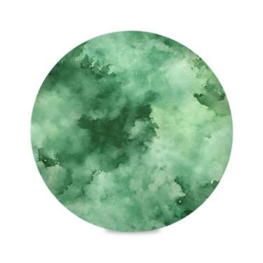 Imagem de Wassud Jogo americano abstrato verde tie dye tapetes de mesa redondos para cozinha e jantar tapetes laváveis resistentes ao calor decoração de mesa 39 cm