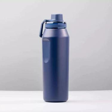 Imagem de Garrafa Térmica Inox Premium 550ml ou 750ml - Tampa Antivazamento 100%, Bico Rosqueável, Mantém Bebidas Quentes e Frias - Ideal para Academia, Trabalho e Dia a Dia(Azul Marinho,500ML)